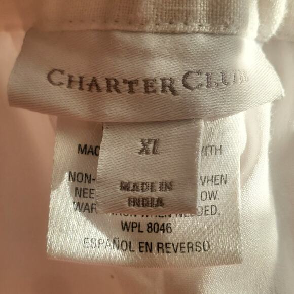 Charter Club White 100% Linen Wide Leg Drawstring Pants XL - Picture 6 of 7